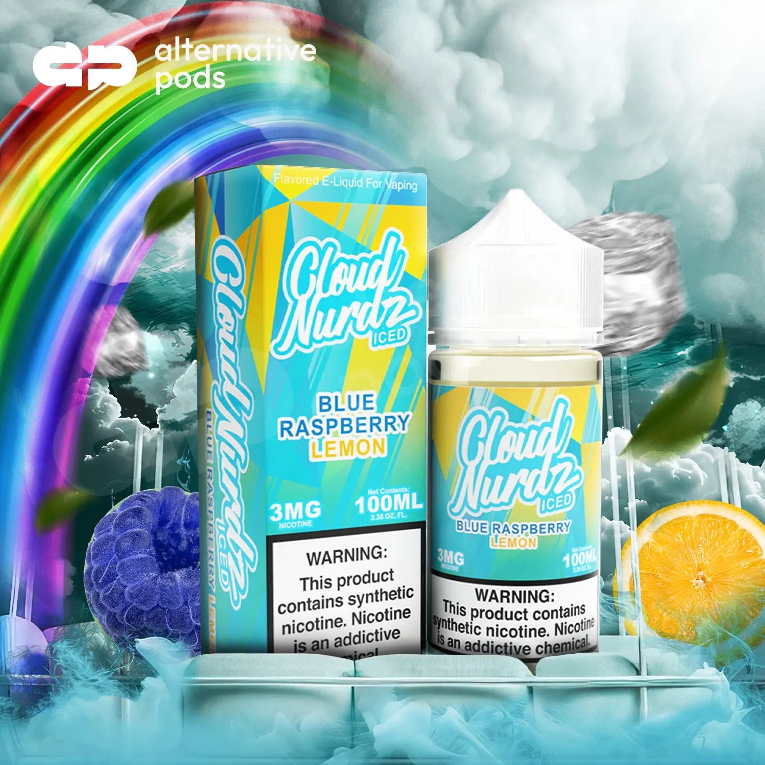 Cloud Nurdz ICED Tobacco-Free 100ML E-Liquid - Blue Raspberry Lemon 