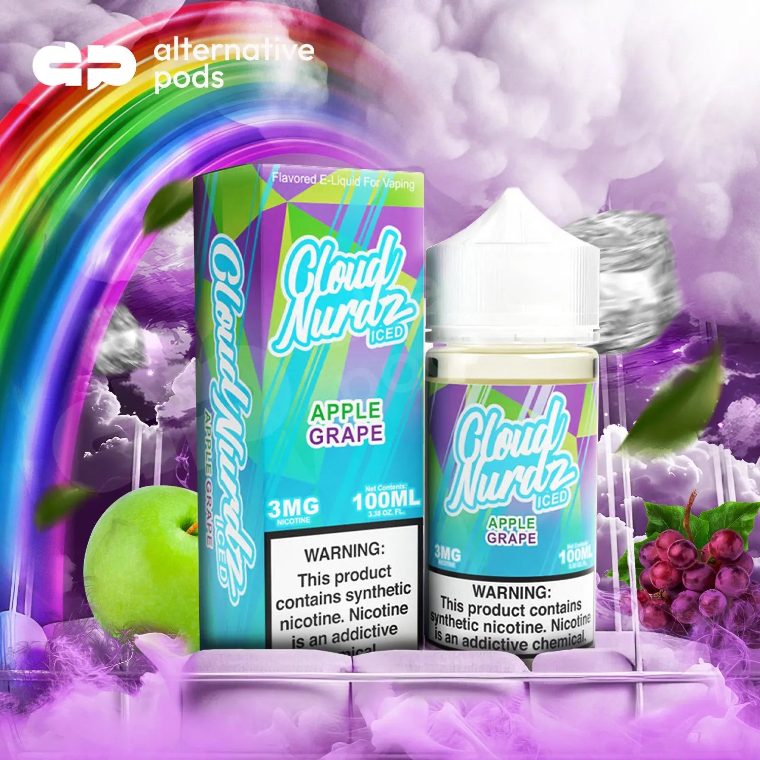 Cloud Nurdz ICED Tobacco-Free 100ML E-Liquid - Apple Grape 