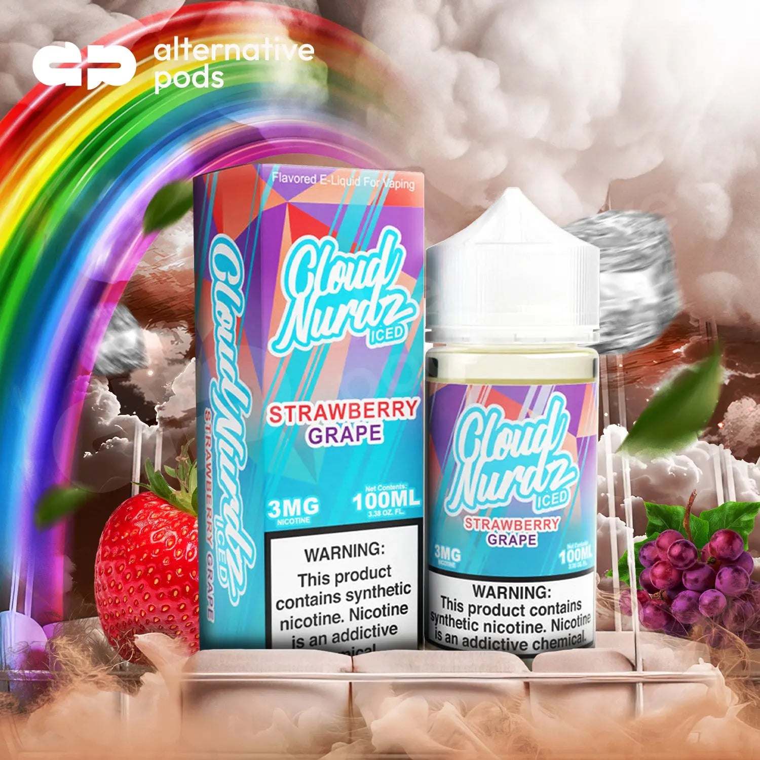 Cloud Nurdz ICED Tobacco-Free 100ML E-Liquid - Strawberry Grape 