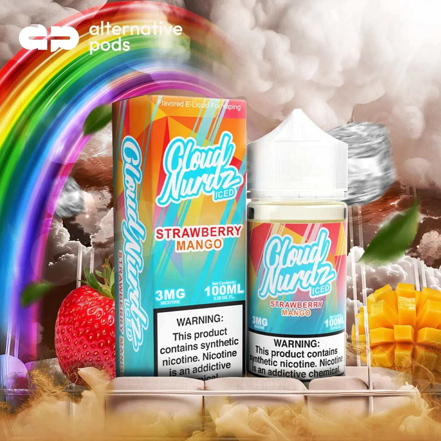 Cloud Nurdz ICED Tobacco-Free 100ML E-Liquid - Strawberry Mango 