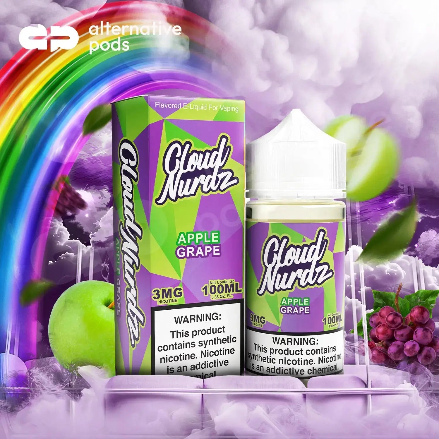 Cloud Nurdz Synthetic Nicotine E-Liquid 100ML - Apple Grape 