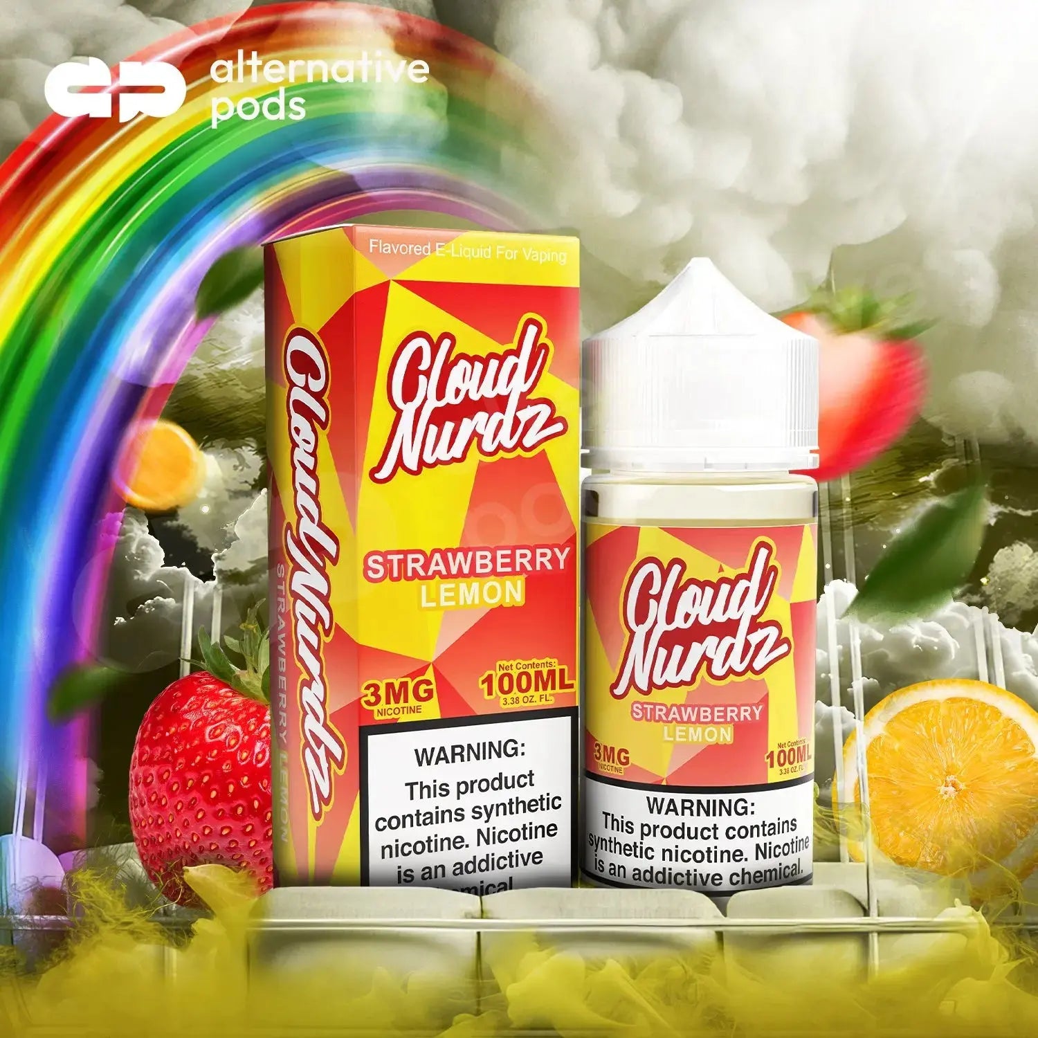 Cloud Nurdz Synthetic Nicotine E-Liquid 100ML - Strawberry Lemon 