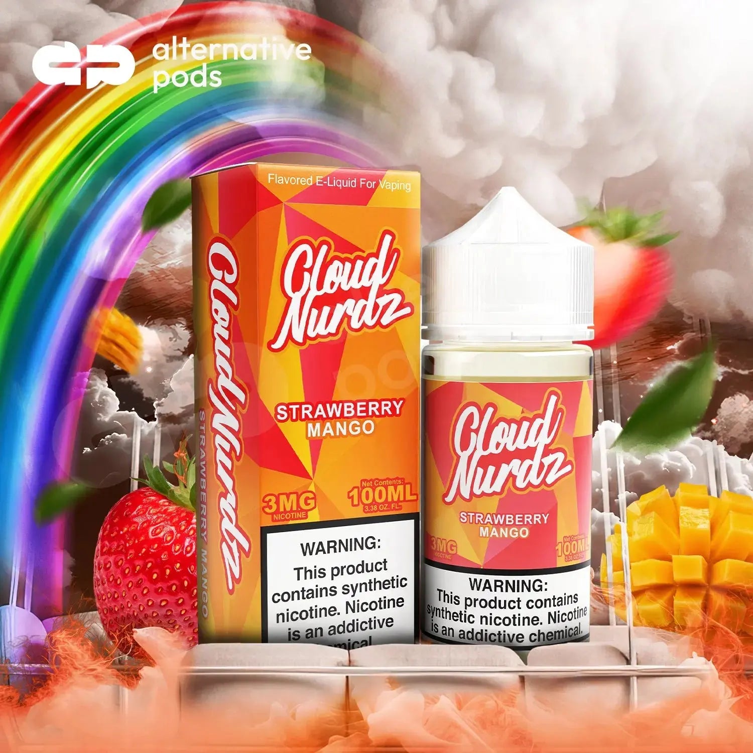 Cloud Nurdz Synthetic Nicotine E-Liquid 100ML - Strawberry Mango 