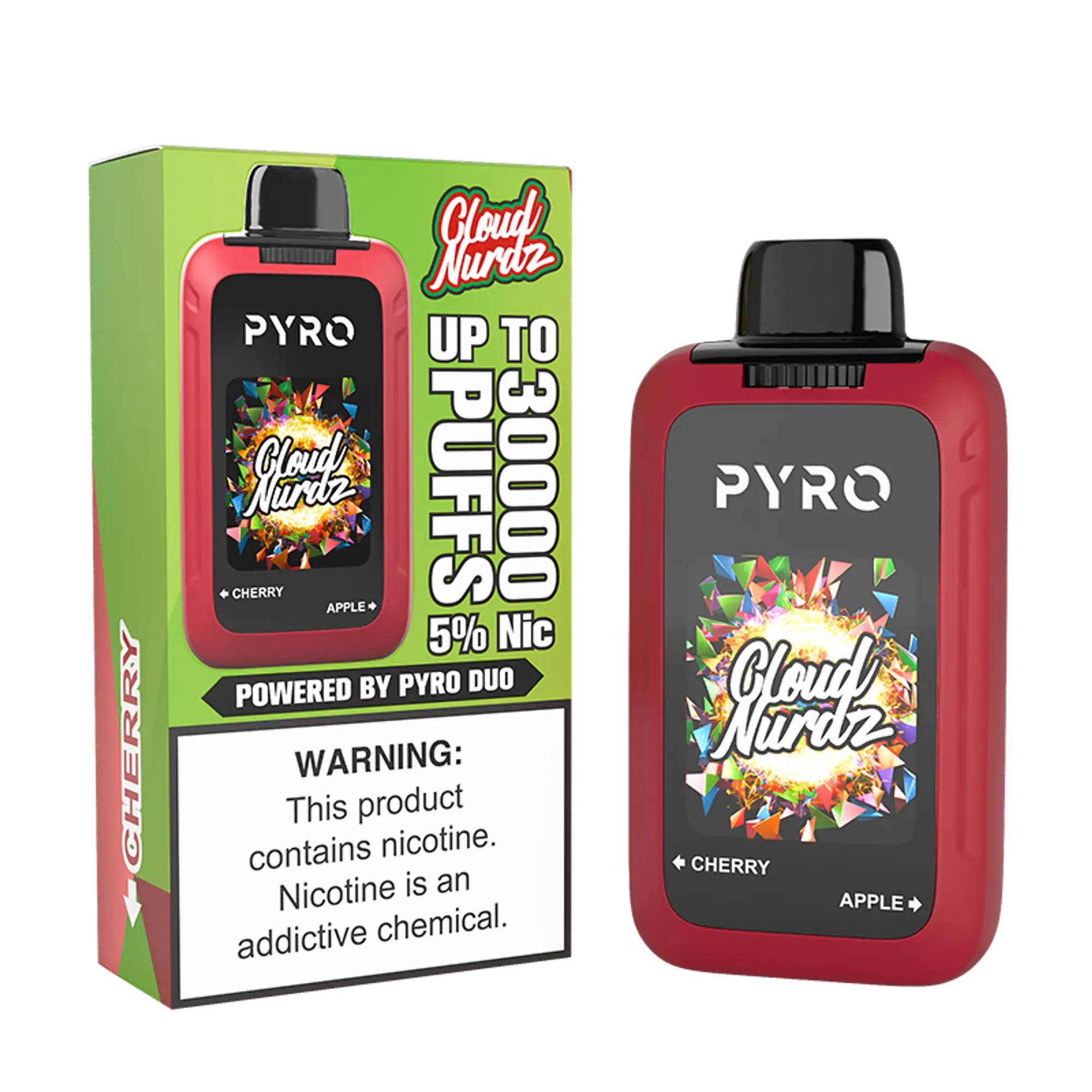 Cloud Nurdz X Pyro Duo 30K - Cherry + Apple 