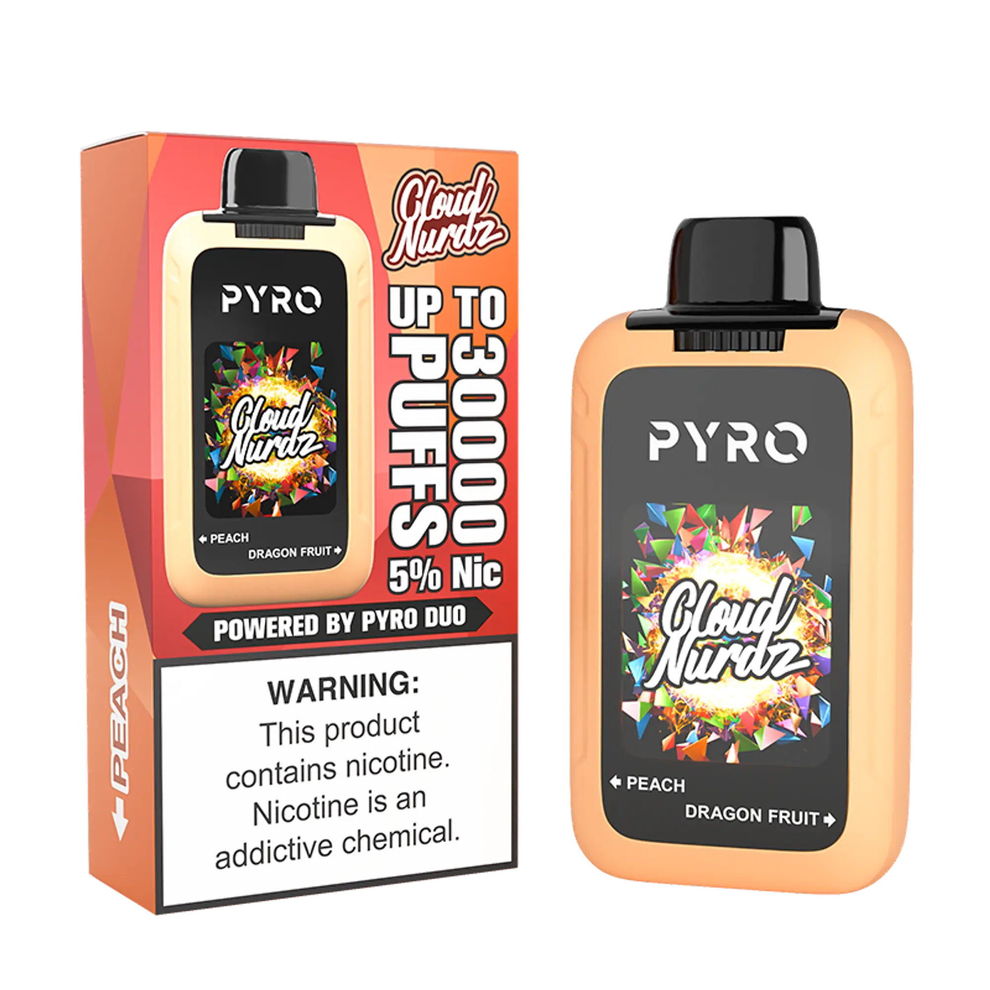 Cloud Nurdz X Pyro Duo 30K - Peach + Dragon Fruit 