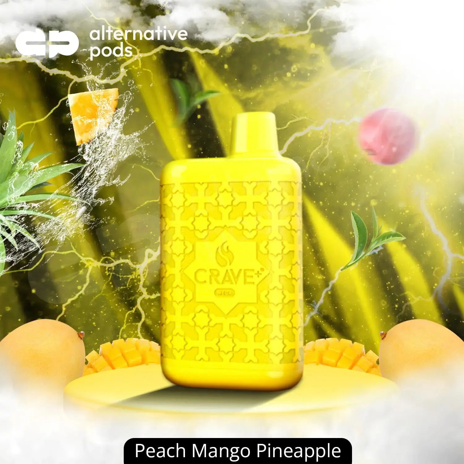 Crave Plus Mega 5500 Puffs Disposable Vape - Peach Mango Pineapple 