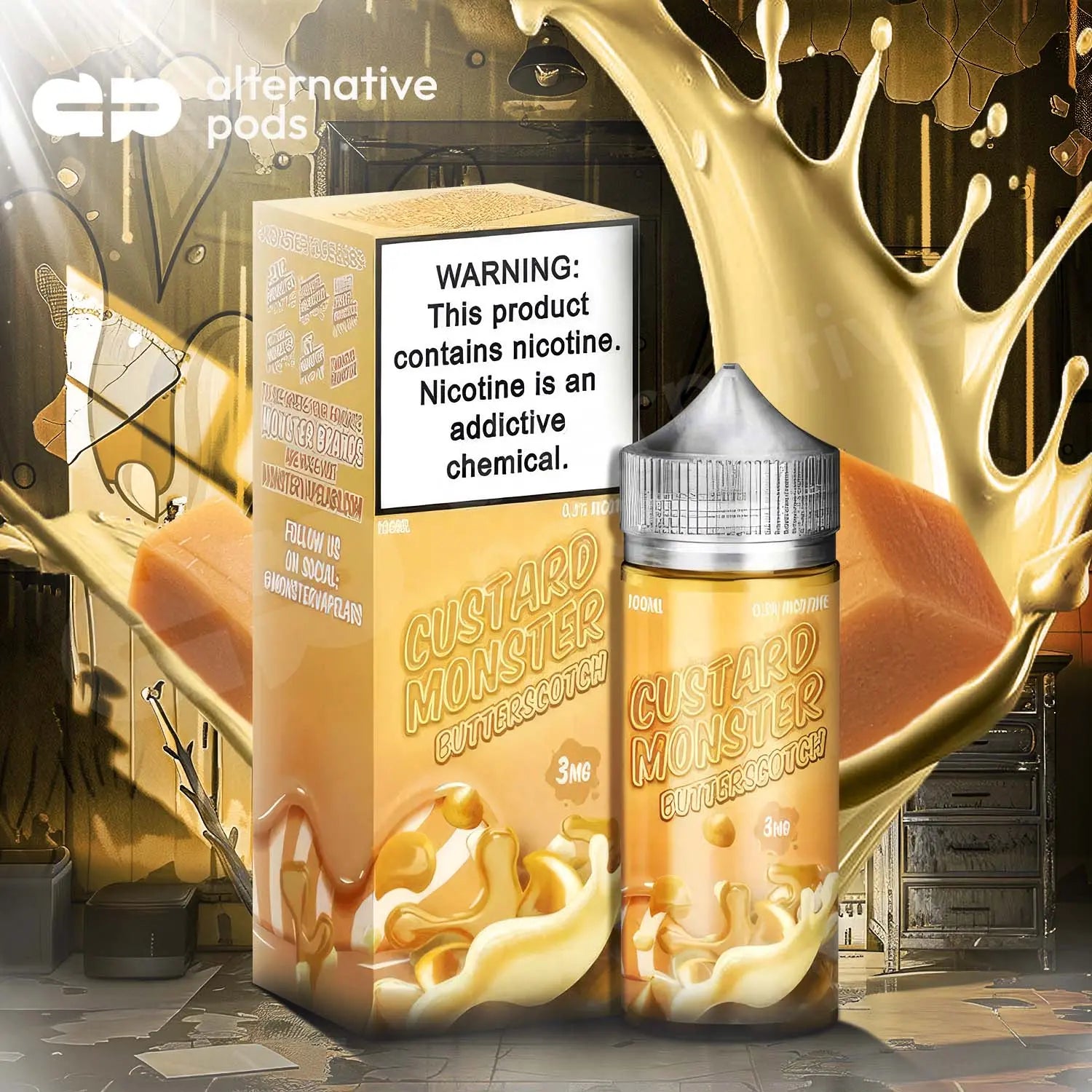 Custard Monster Synthetic Nicotine E-Liquid 100ML - Butterscotch 