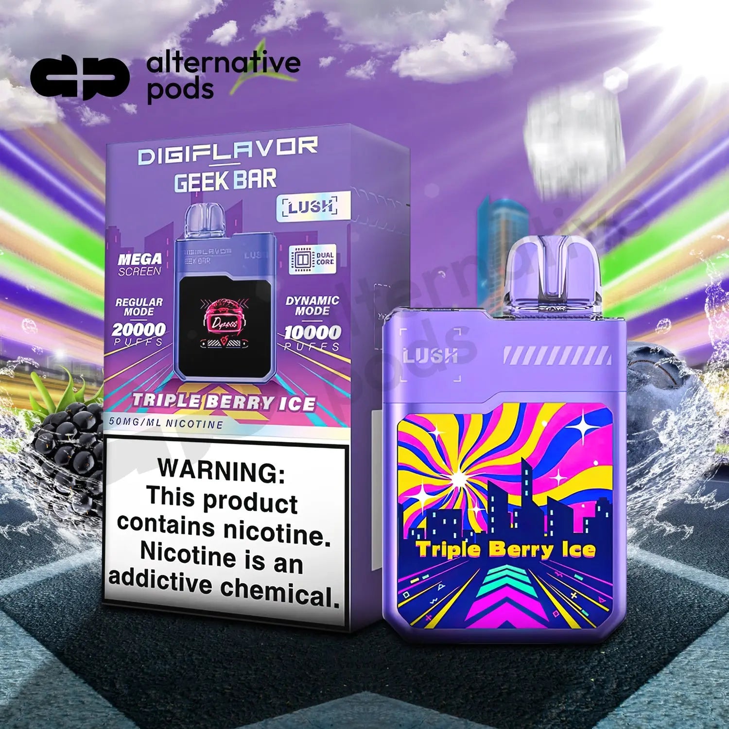 Geek Bar Digiflavor Lush 20K - Triple Berry Ice 
