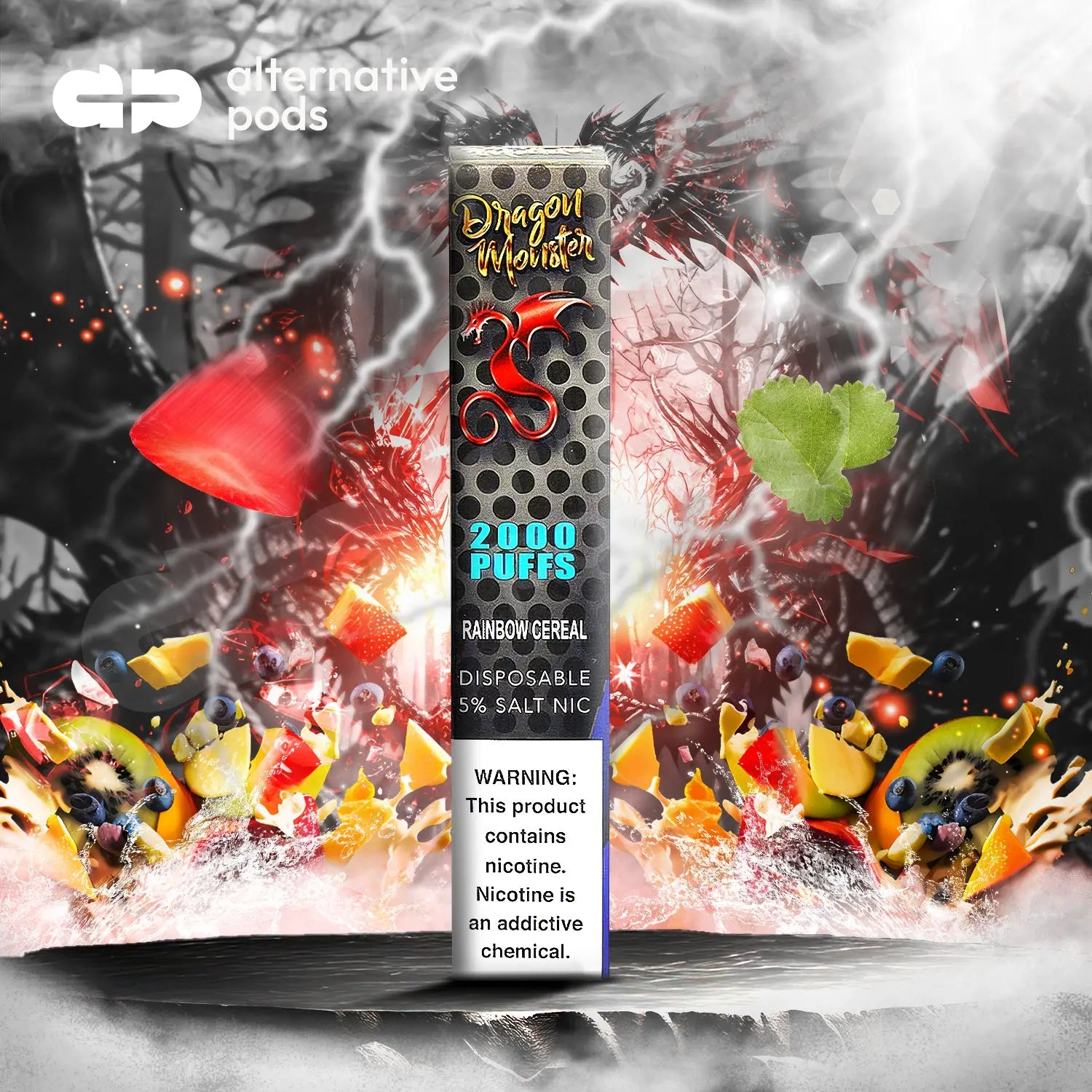 cereal disposable vape nicotine Dragon Monster 2000 Puffs Vape