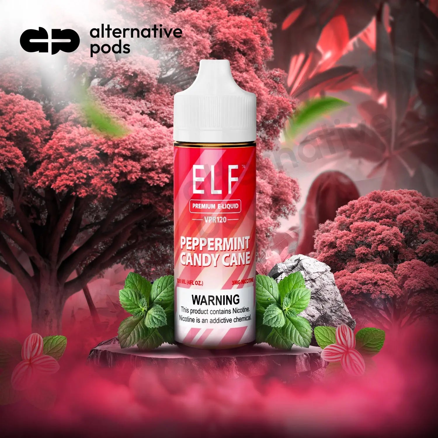 ELF VPR120 Premium Nicotine E-Liquid 120ML ELF VPR - Peppermint Candy Cane 