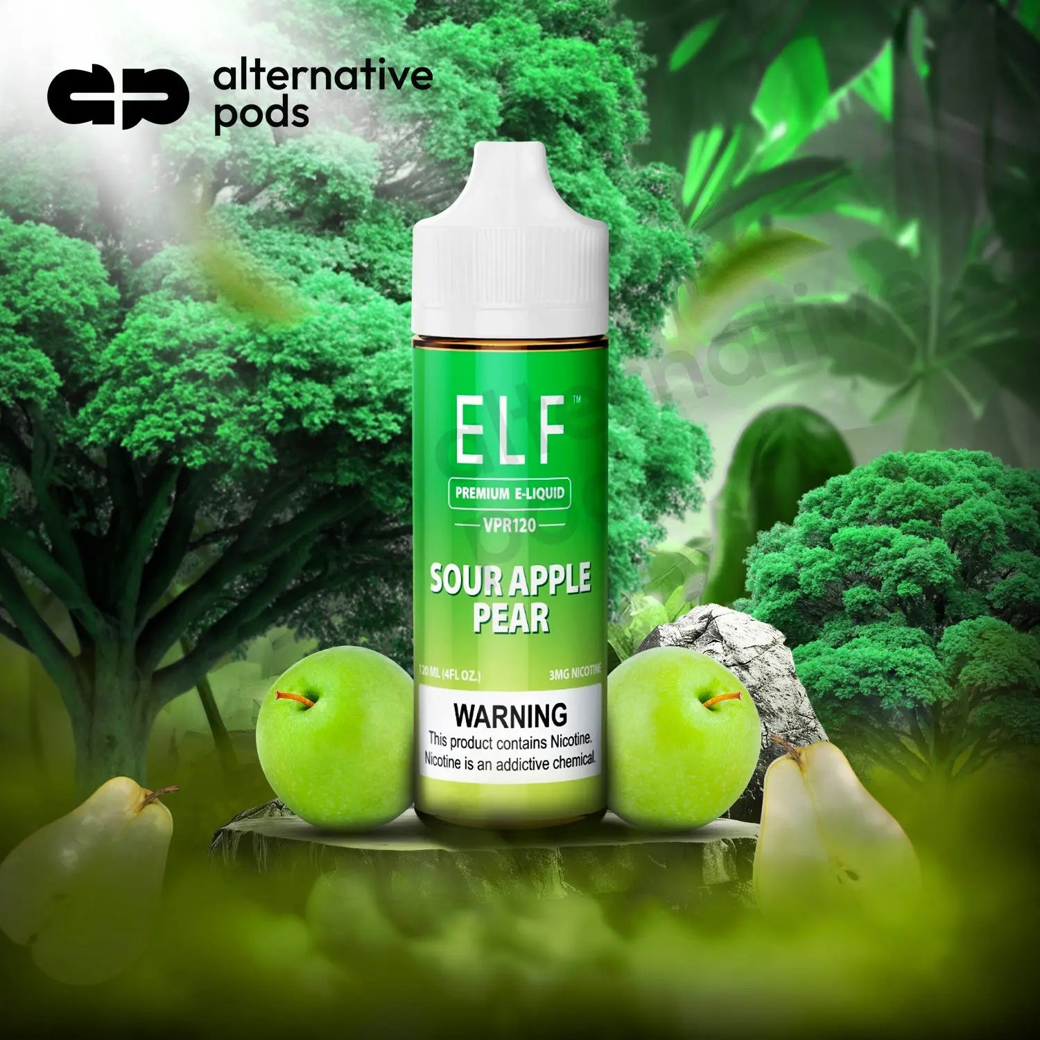 ELF VPR120 Premium Nicotine E-Liquid 120ML ELF VPR - Sour Apple Pear 