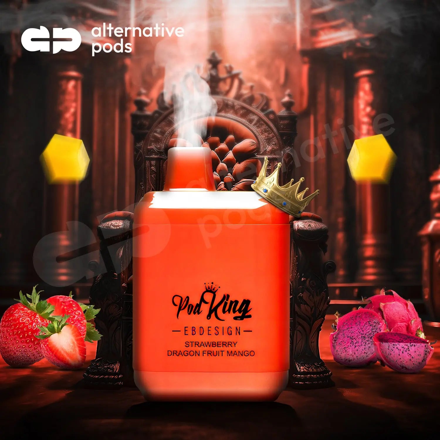 Ebdesign X Podking Xc5000 5% Nic Rechargeable Disposable 5000 Puffs 13.5 - Strawberry Dragon Mango 