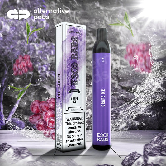 Esco Bars 5% Nic 2500 Puffs Disposable Device With Mesh Coil - Grape Ice 