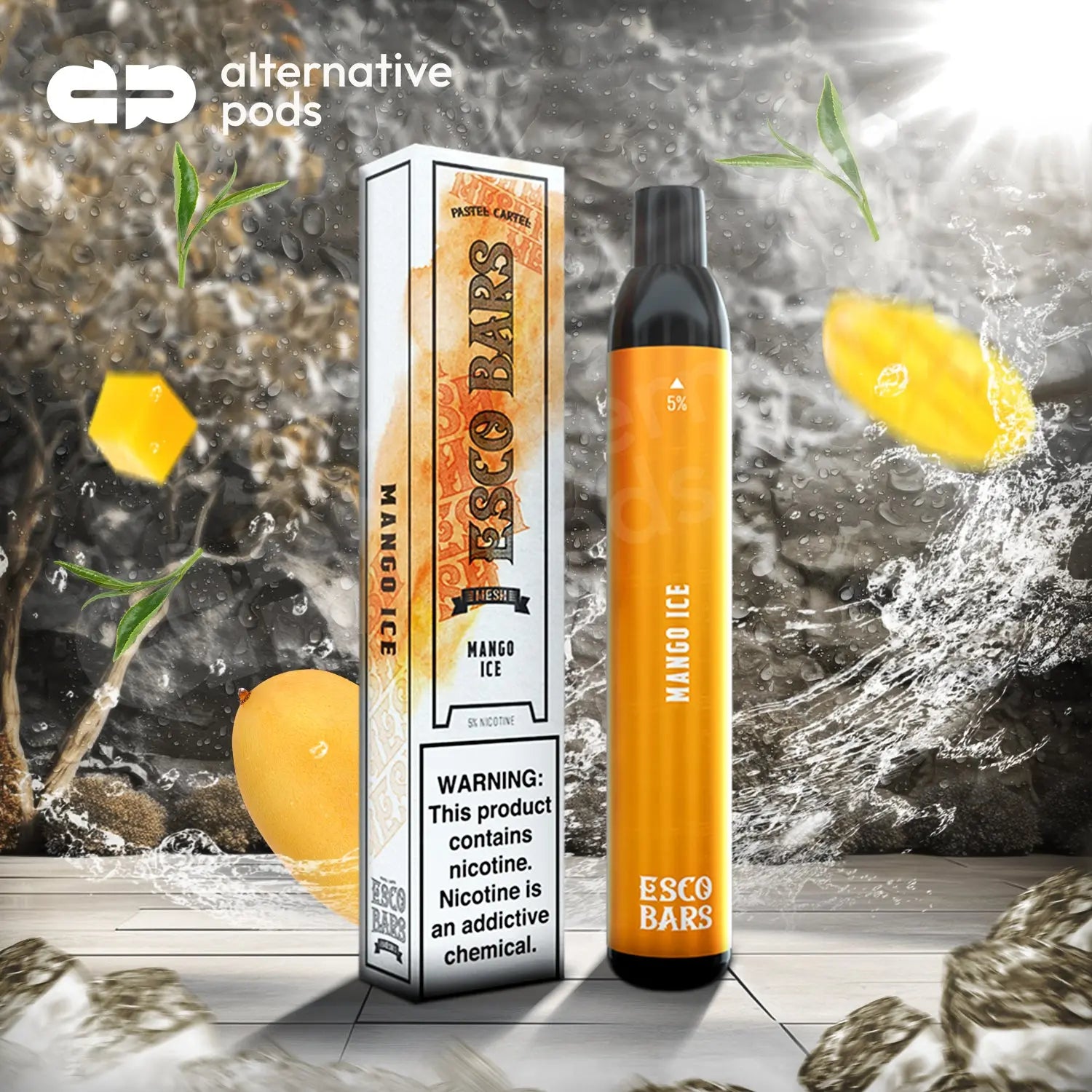 Esco Bars 5% Nic 2500 Puffs Disposable Device With Mesh Coil - Mango Ice 