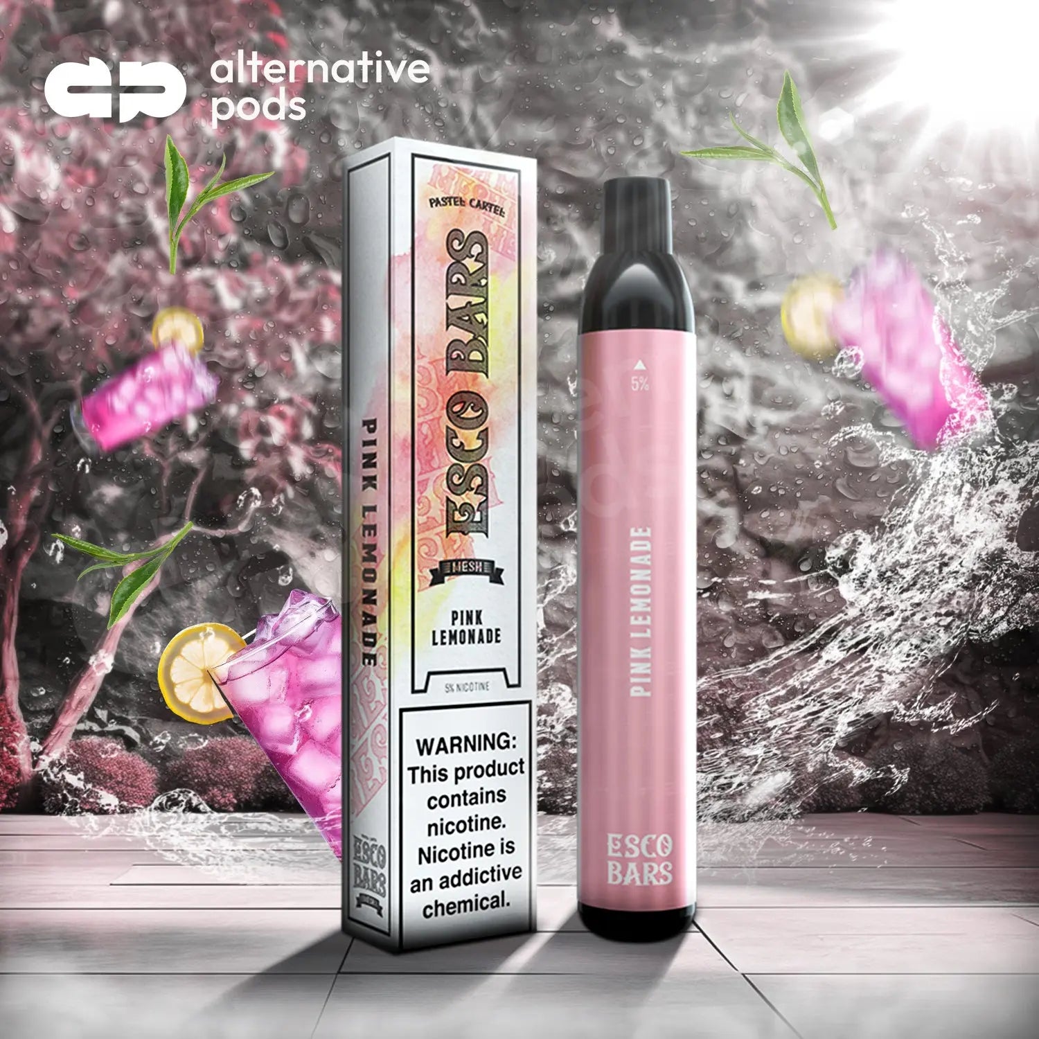 Esco Bars 5% Nic 2500 Puffs Disposable Device With Mesh Coil - Pink Lemonade 