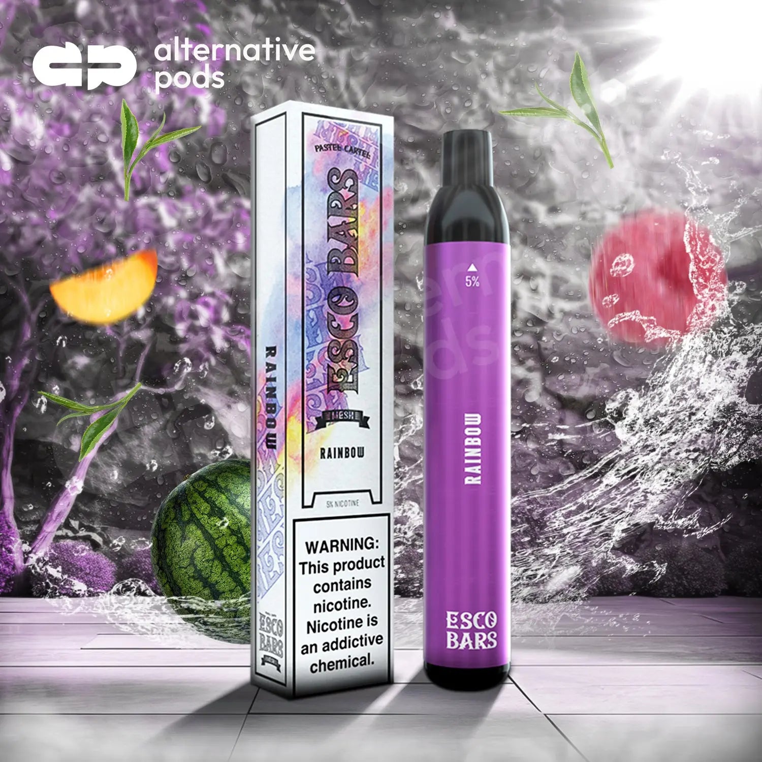 Esco Bars 5% Nic 2500 Puffs Disposable Device With Mesh Coil - Rainbow 