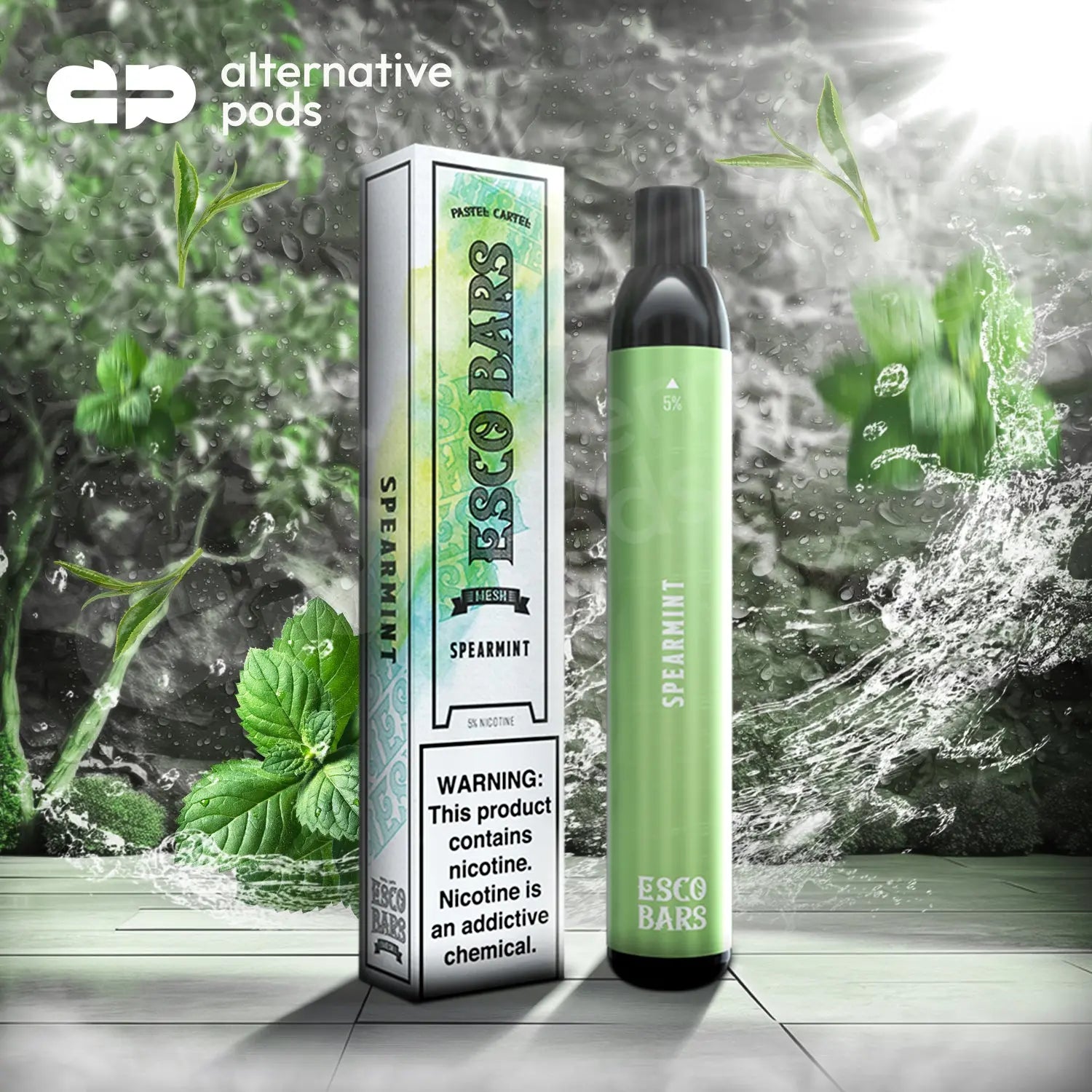 Esco Bars 5% Nic 2500 Puffs Disposable Device With Mesh Coil - Spearmint 