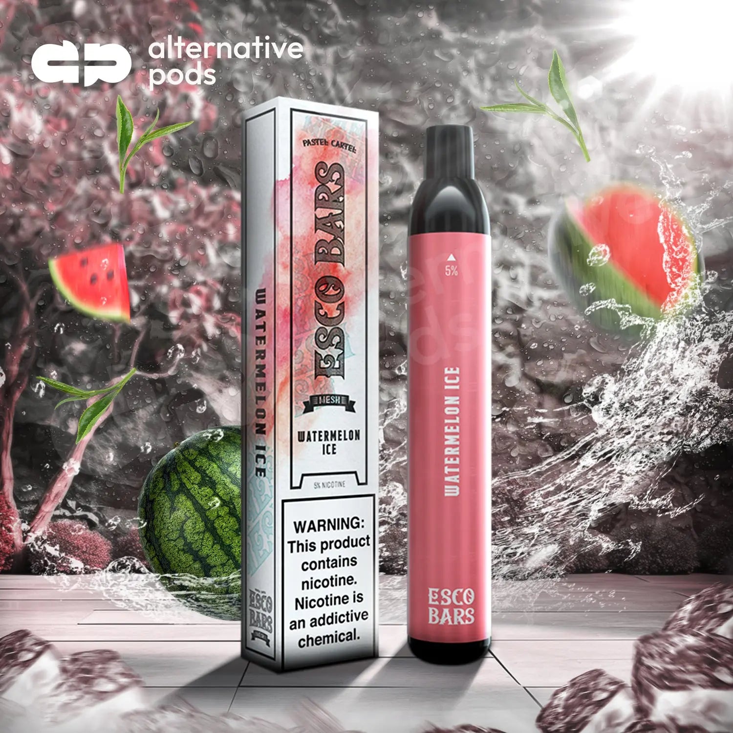 Esco Bars 5% Nic 2500 Puffs Disposable Device With Mesh Coil - Watermelon Ice 