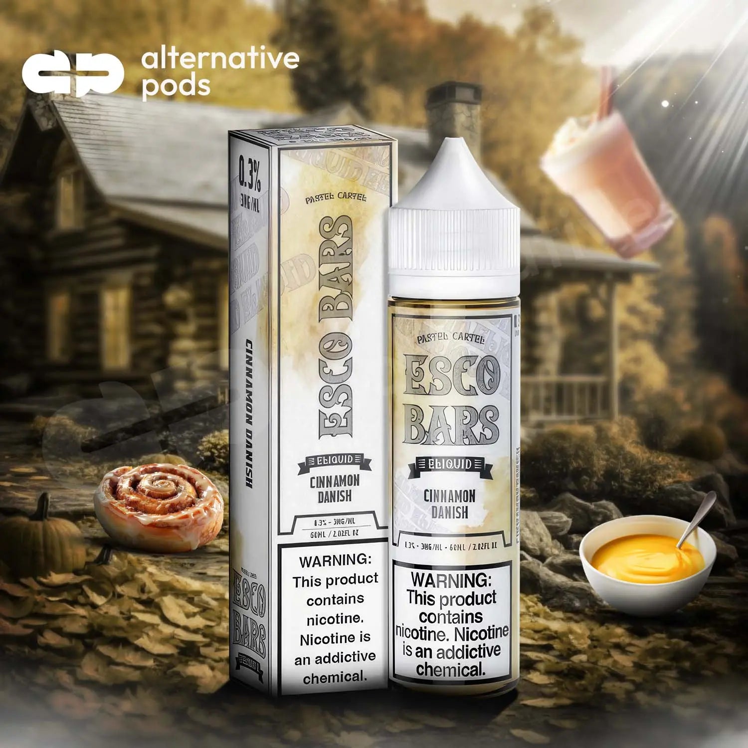 Esco Bars Synthetic Nicotine E-Liquid 60ML - Cinnamon Danish 