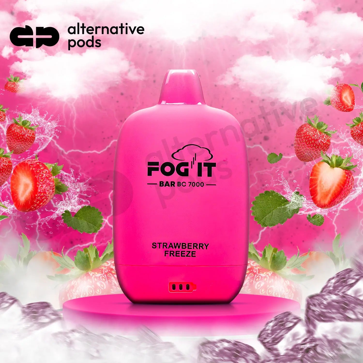 FOG IT BAR ZERO NIC BC7000 RECHARGEABLE - Strawberry Freeze 
