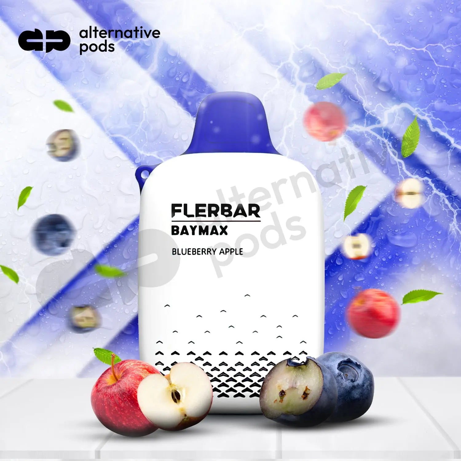 Flerbar Baymax Disposable Vape 3500 Puffs 0MG - Blueberry Apple 