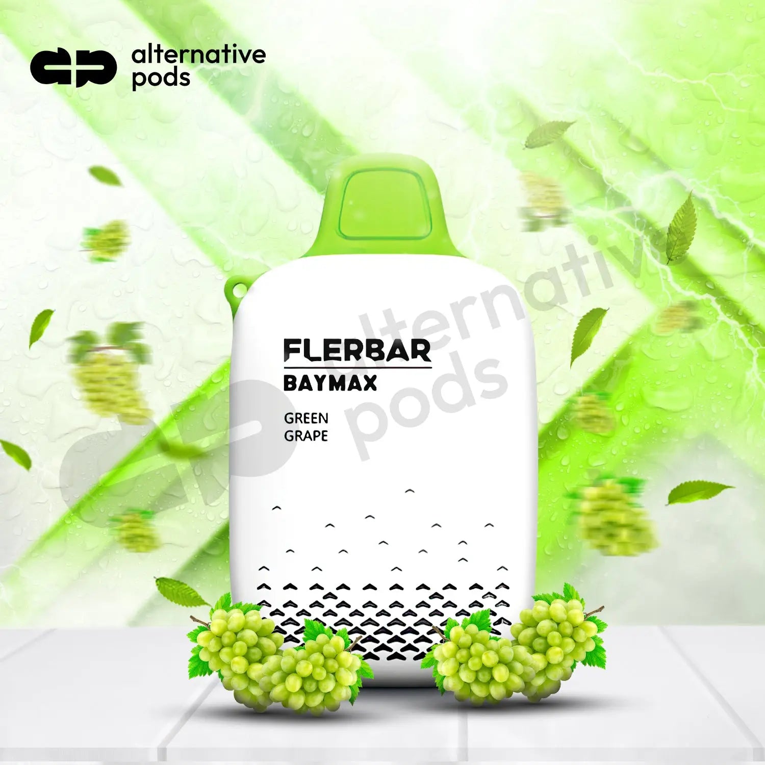 Flerbar Baymax Disposable Vape 3500 Puffs 0MG - Green Grape 