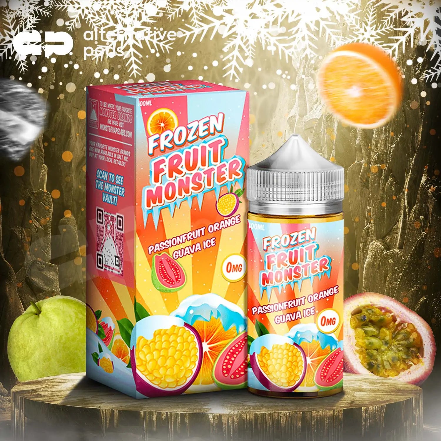 Frozen Fruit Monster Synthetic Nicotine E-Liquid 100ML - Passionfruit Orange Guava Ice 