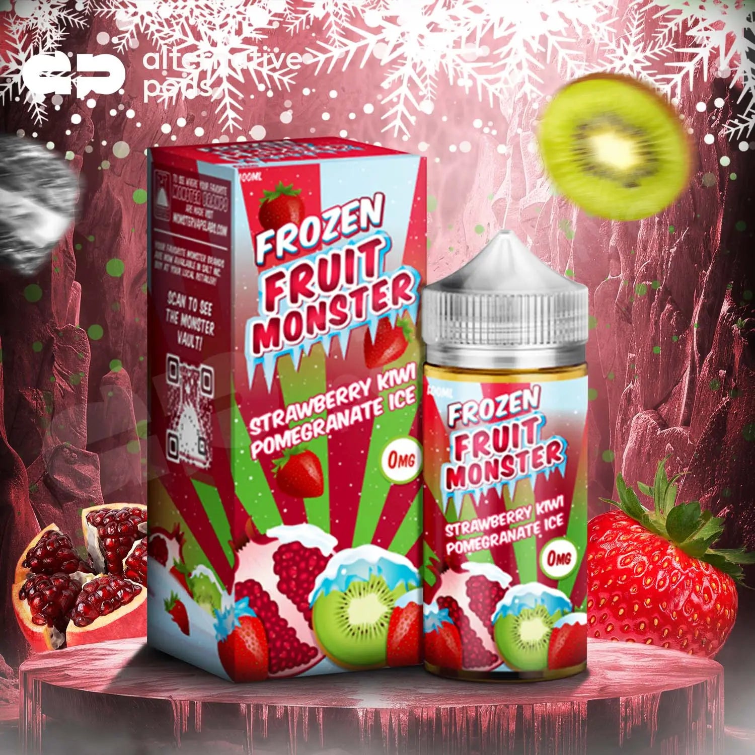 Frozen Fruit Monster Synthetic Nicotine E-Liquid 100ML - Strawberry Kiwi Pomegranate Ice 