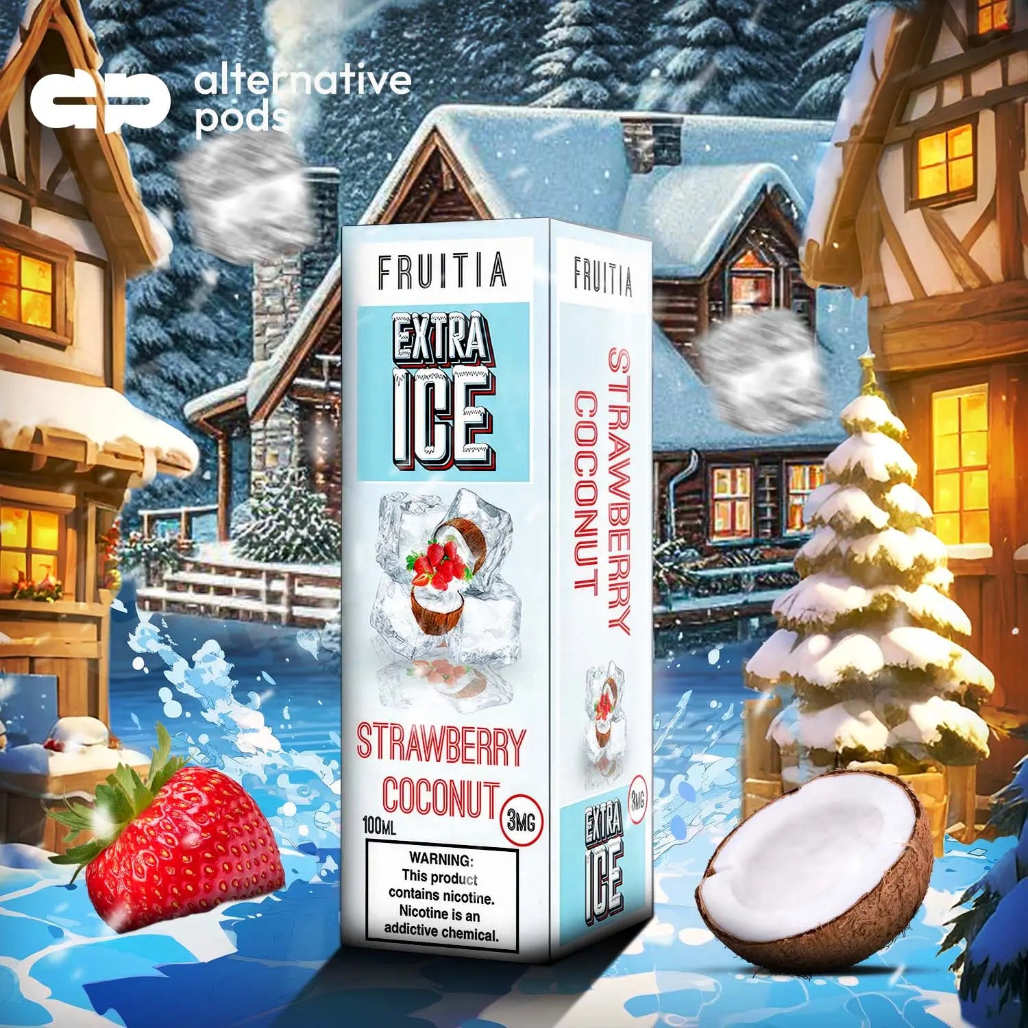 Fruitia Extra Ice E-Liquid 100ML - Strawberry Coconut 