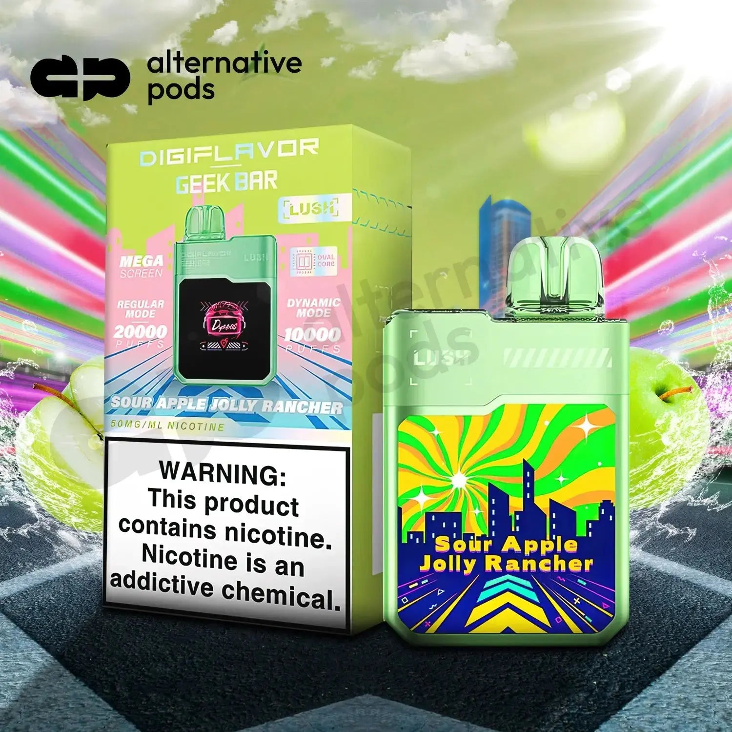 Geek Bar Digiflavor Lush 20K - Sour Apple Jolly Rancher 