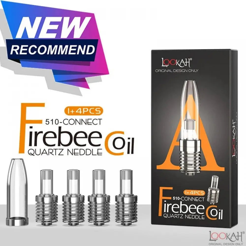 Lookah Firebee 510 Connect Quartz Replacement Coils W/ Glass Mouthpiece - Type A Quartz Needle Coil - 4pk - Alternative pods | Online Vape & Smoke Shop