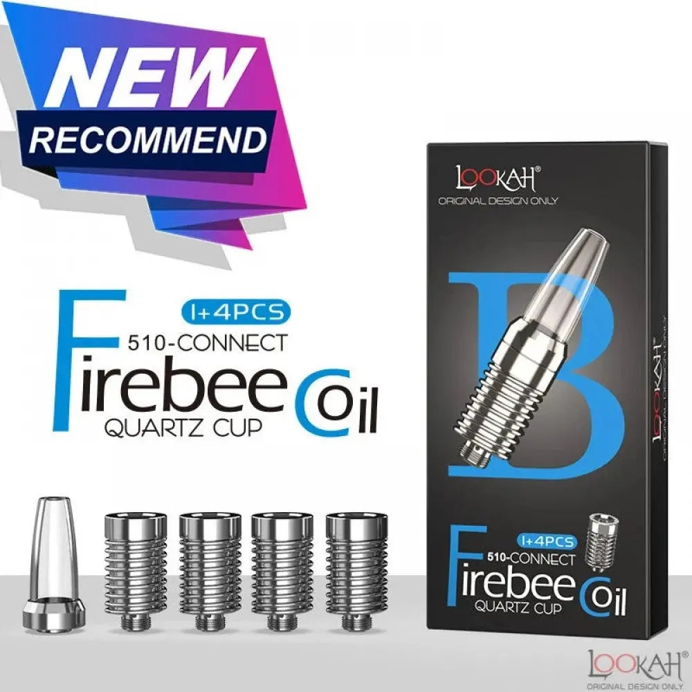 Lookah Firebee 510 Connect Quartz Replacement Coils W/ Glass Mouthpiece - Type B Quartz Cup Coil - 4pk - Alternative pods | Online Vape & Smoke Shop