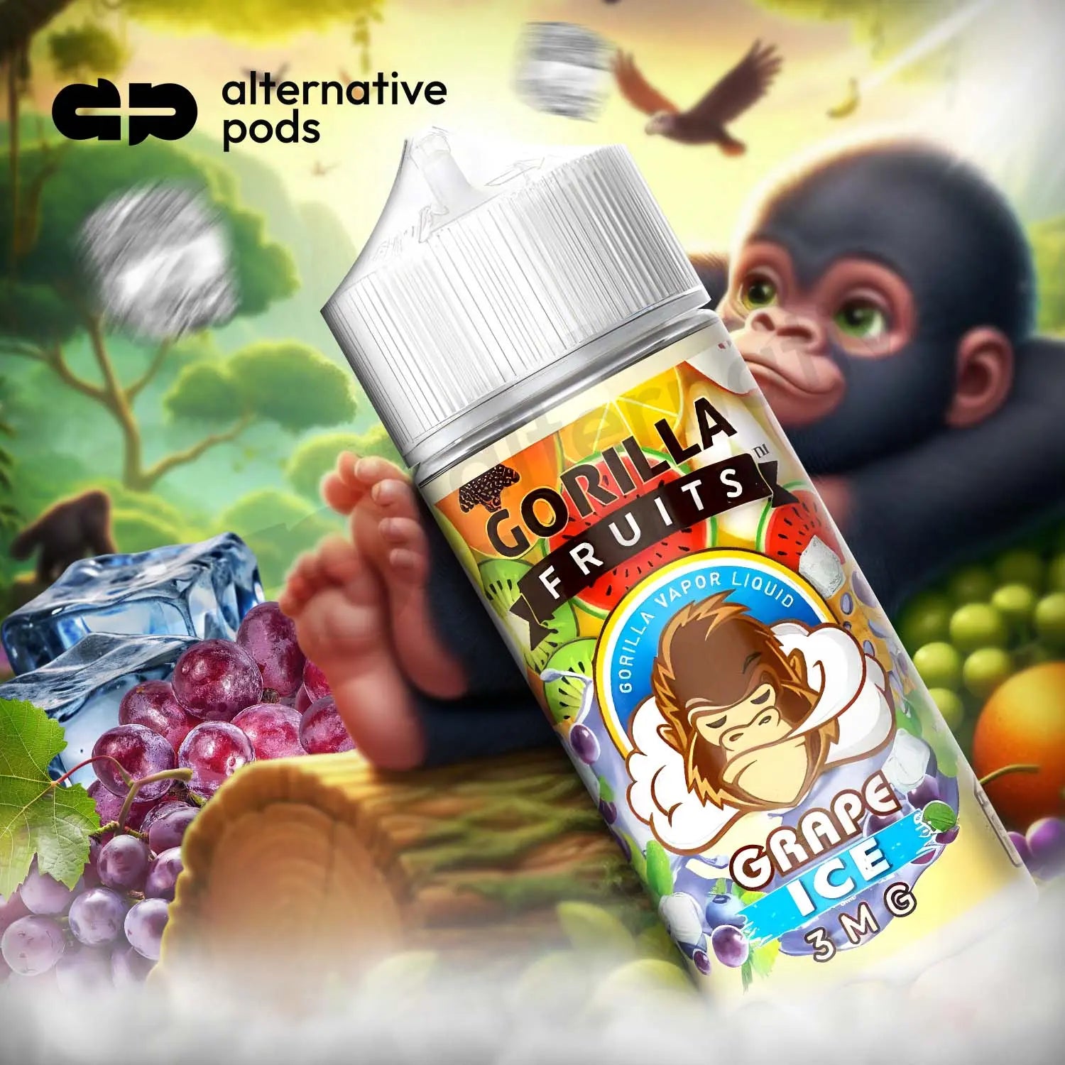 Gorilla Fruits E-Liquid 100ML - Grape Ice 