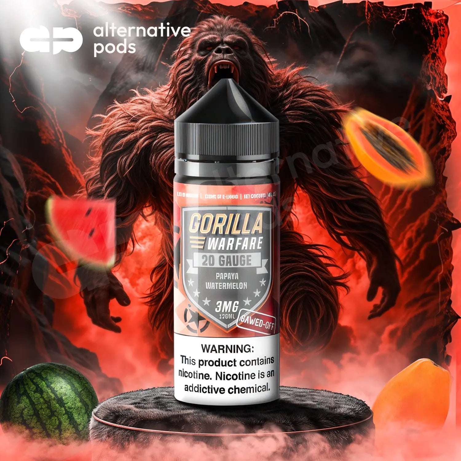 Gorilla Warfare SAWED-OFF E-Liquid 120ML - Papaya Watermelon 