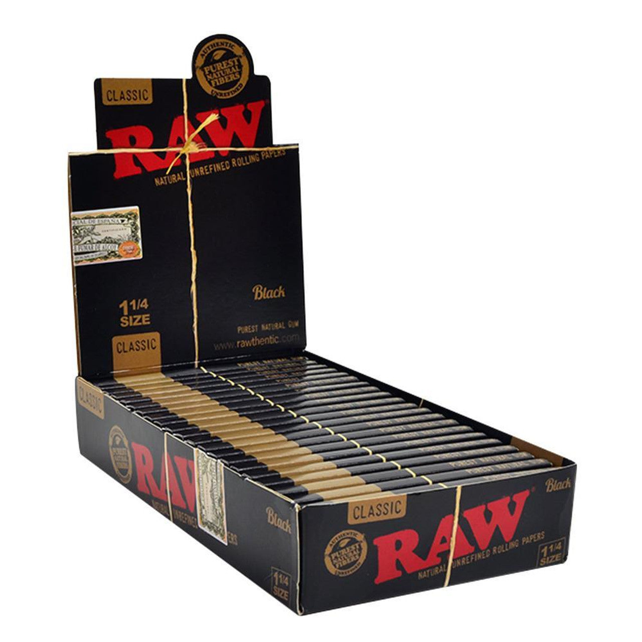 RAW Black Natural Unrefined Rolling Papers 1¼ (50ct)