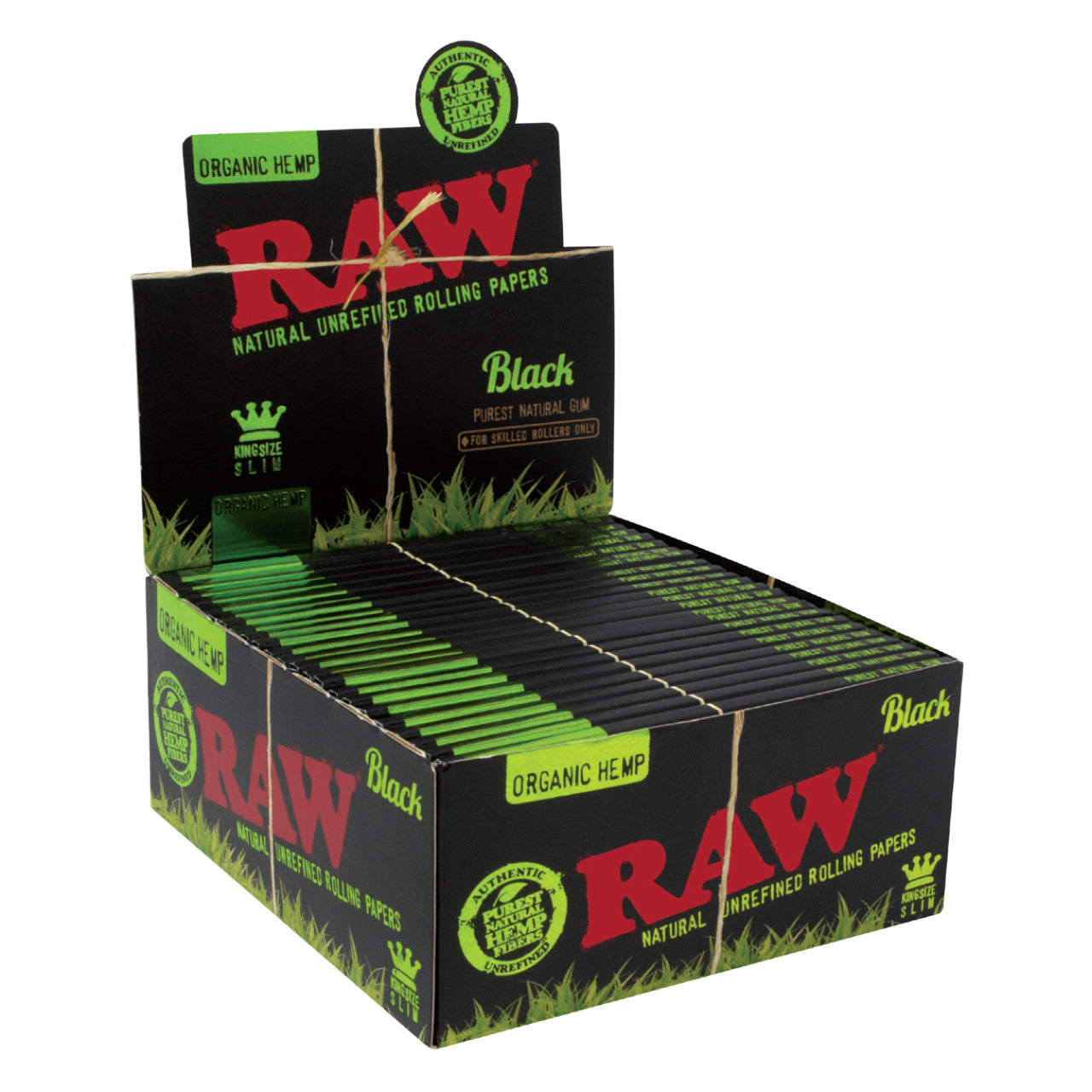 RAW Organic Hemp Black Rolling Papers King Size Slim (32ct)