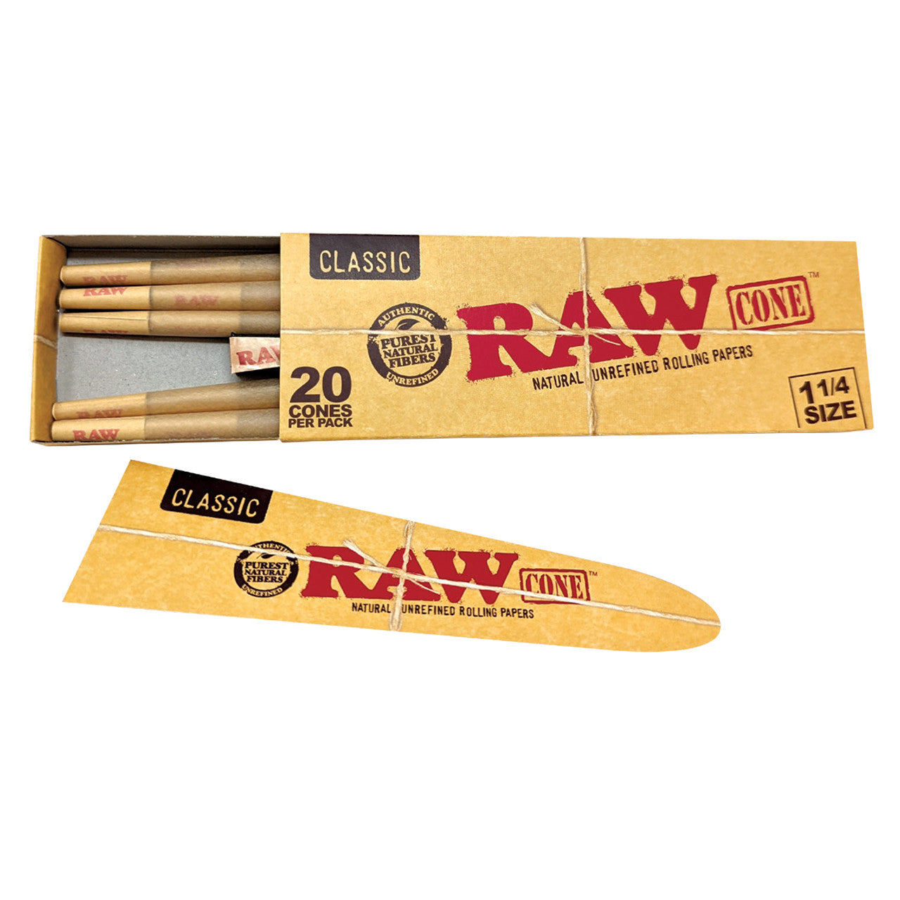RAW Classic Pre-Roll Cone 1¼ with Funnel (20ct)