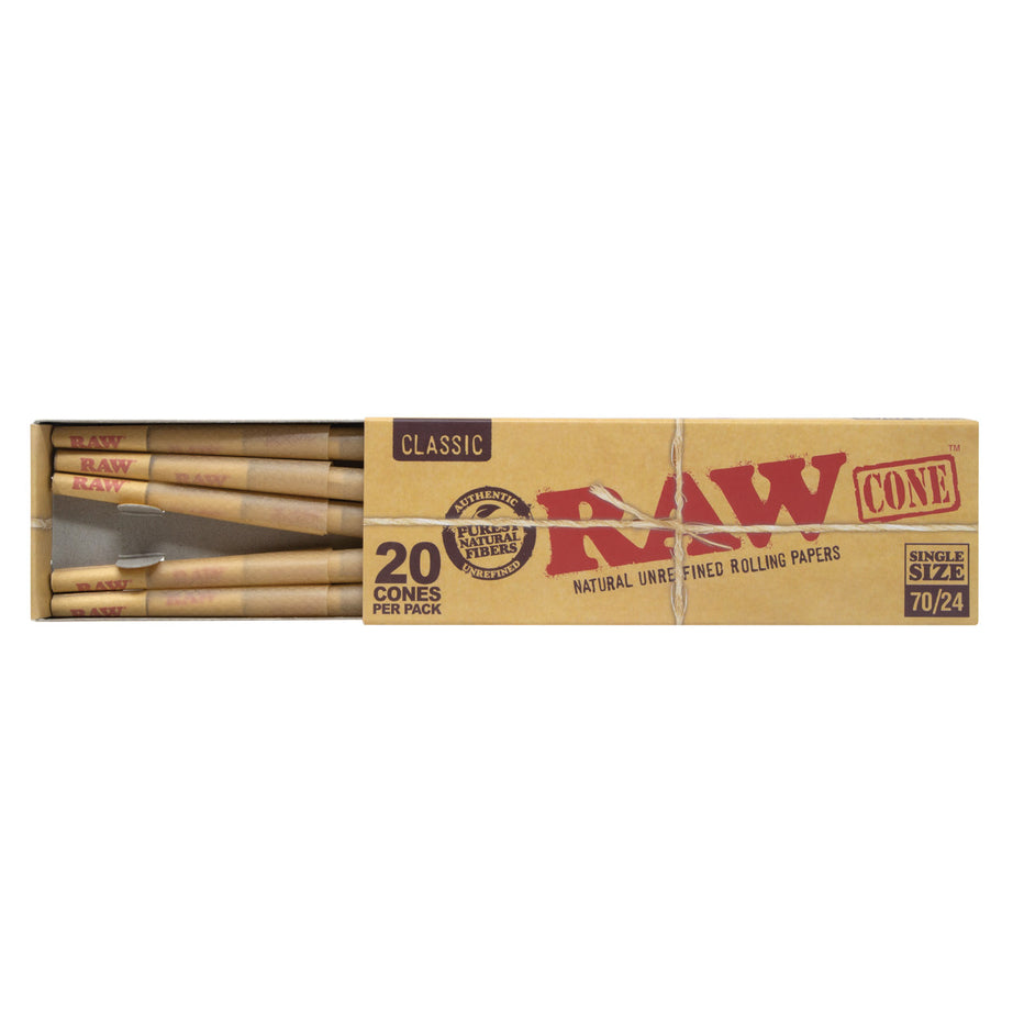 RAW Classic Pre-Roll Cone 70mm/24mm Size (20ct) with Funnel