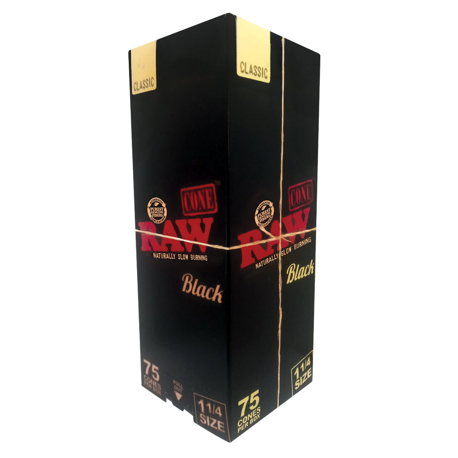 RAW Black Pre-Rolled Cone 1¼ - Box of 75
