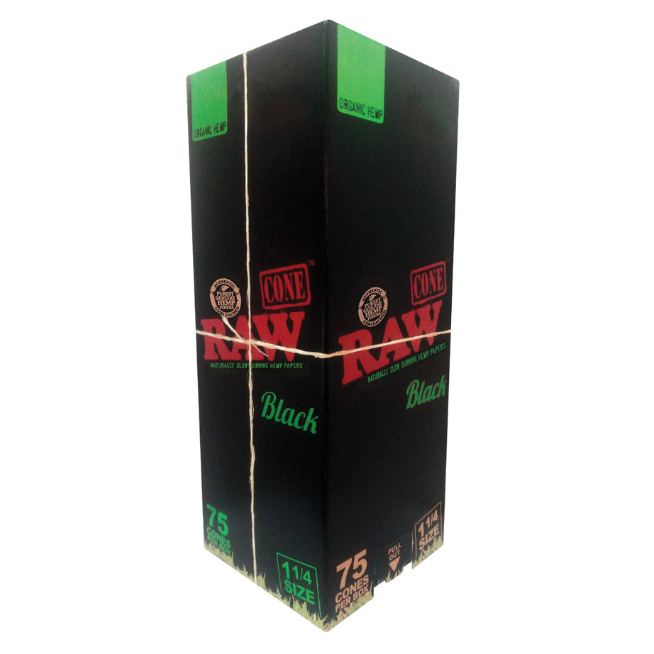RAW Organic Black Pre-Rolled Cone 1¼ - Box of 75