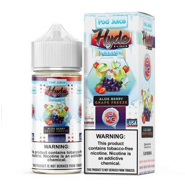 POD Juice x Hyde Synthetic Nicotine E-Liquid 100ML-ALOE BERRY GRAPE FREEZE