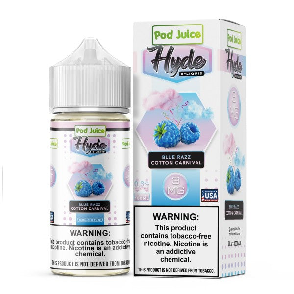 POD Juice x Hyde Synthetic Nicotine E-Liquid 100ML-BLUE RAZZ COTTON CARVIVAL