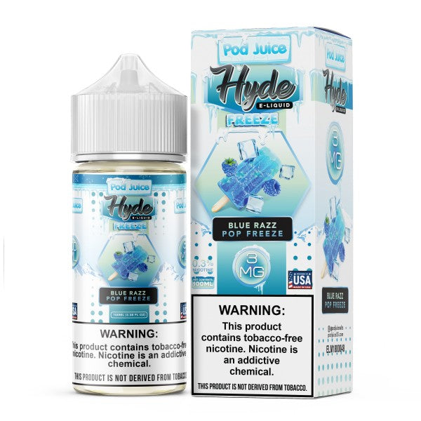POD Juice x Hyde Synthetic Nicotine E-Liquid 100ML-BLUE RAZZ POP FREEZE