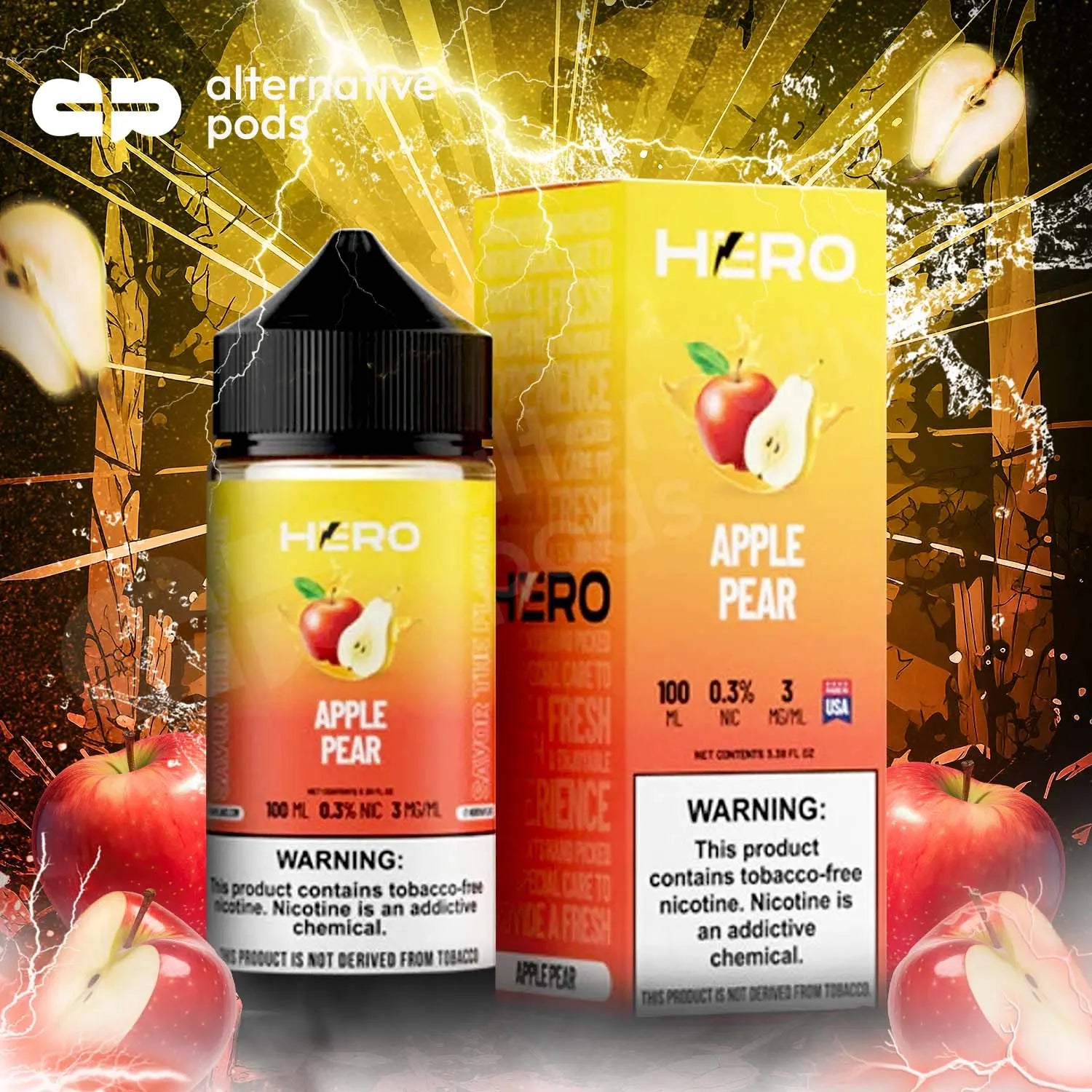 Hero Synthetic Nicotine E-Liquid 100ML Hero - Apple Pear 