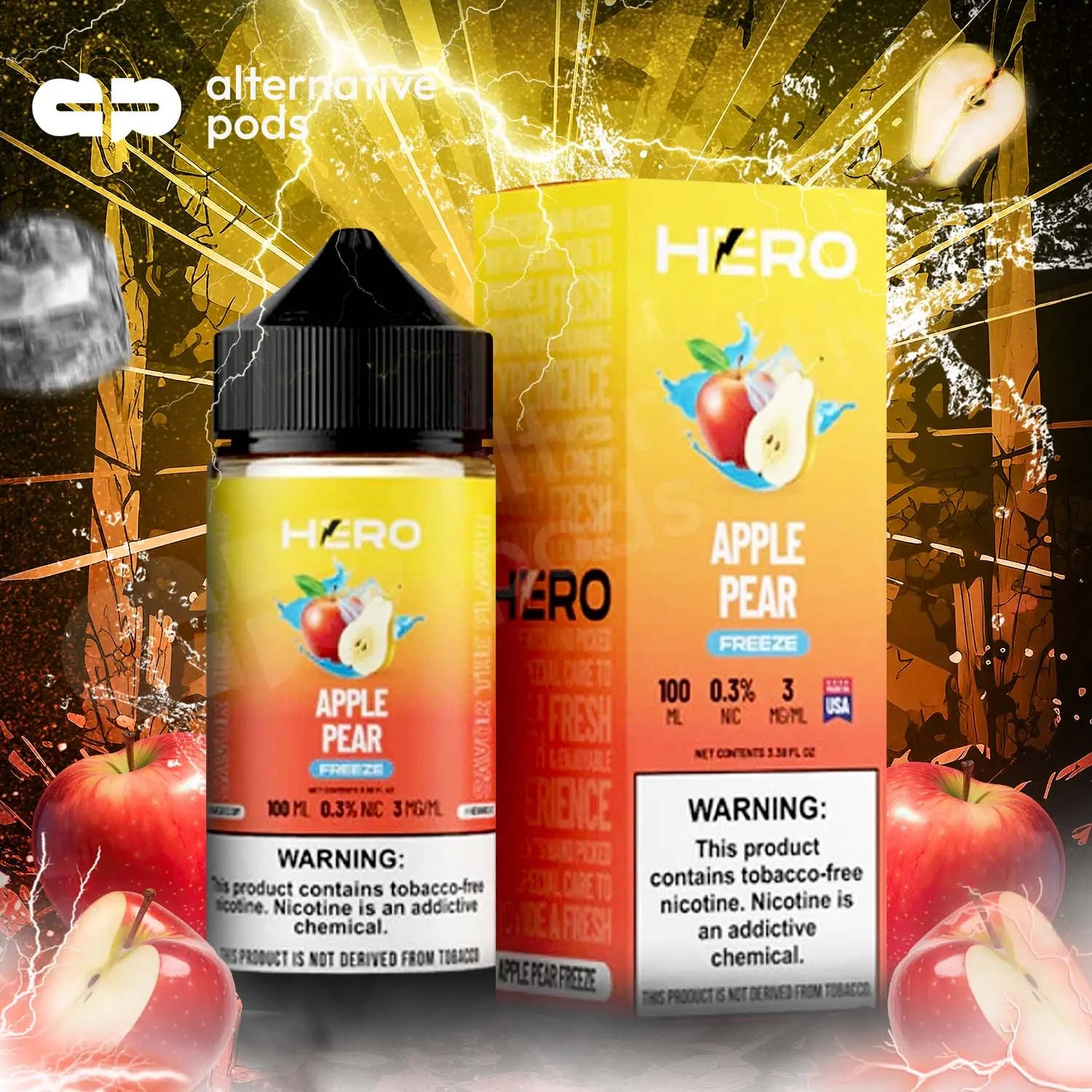 Hero Synthetic Nicotine E-Liquid 100ML Hero - Apple Pear Freeze 