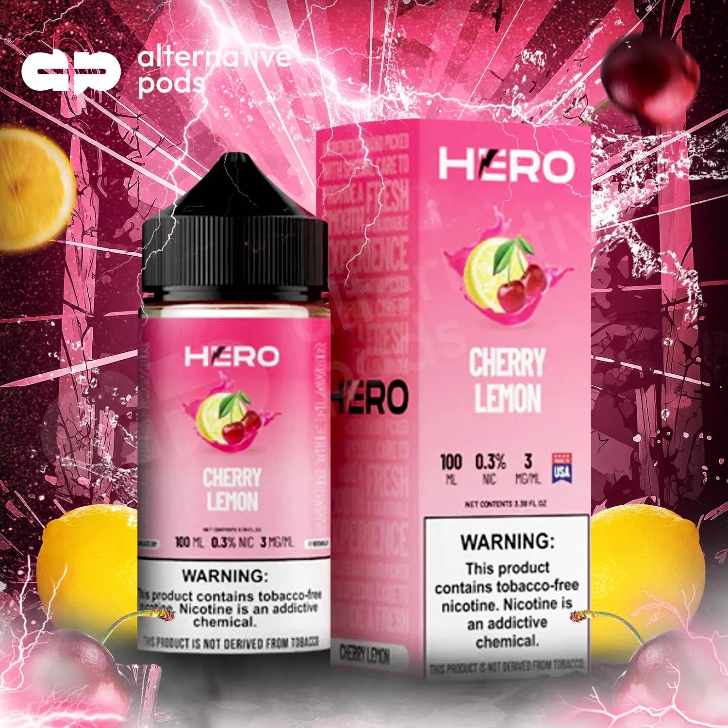Hero Synthetic Nicotine E-Liquid 100ML Hero - Cherry Lemon 