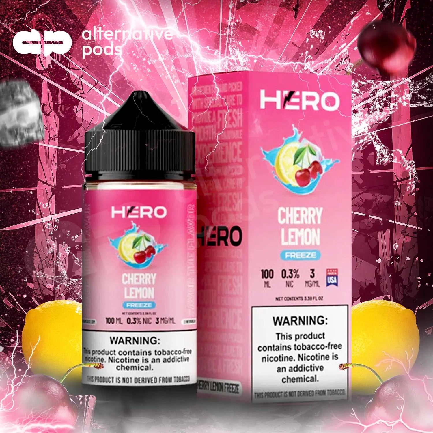 Hero Synthetic Nicotine E-Liquid 100ML Hero - Cherry Lemon Freeze 