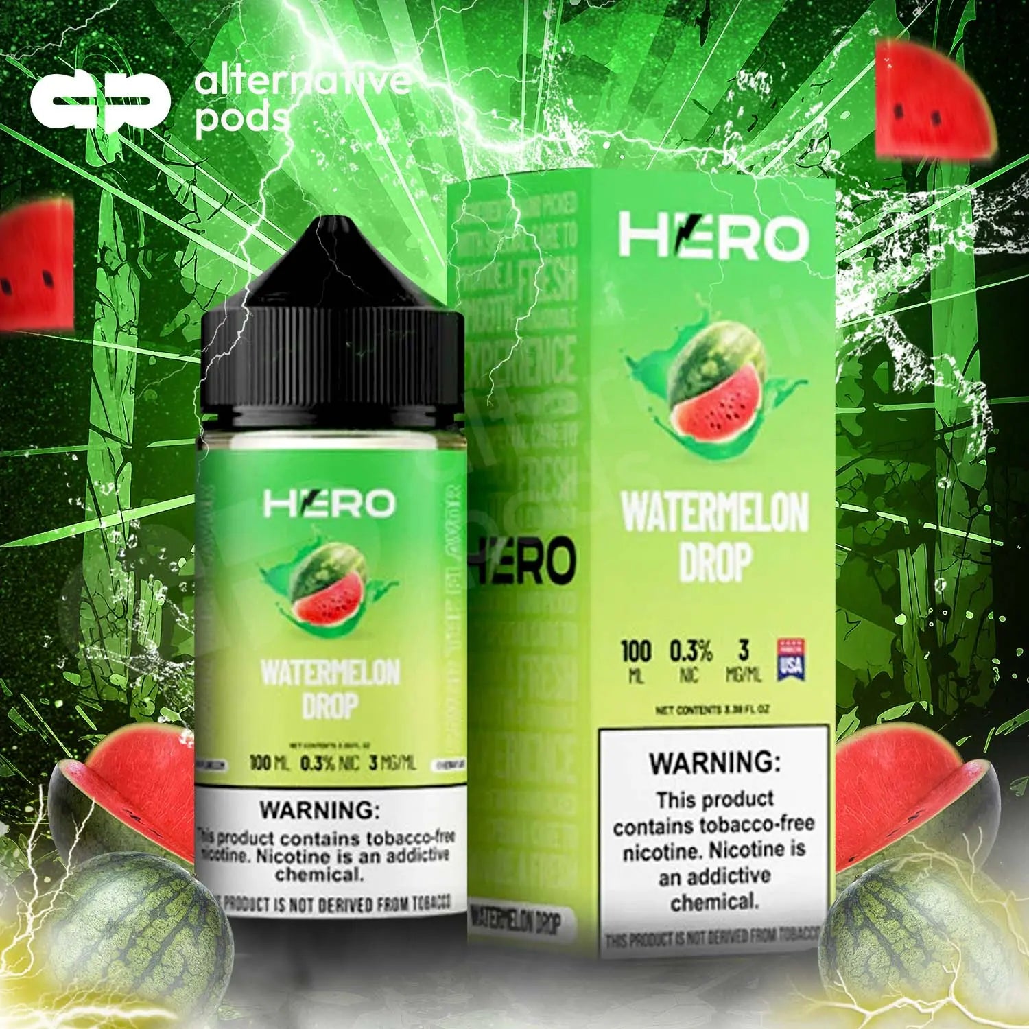 Hero Synthetic Nicotine E-Liquid 100ML Hero - Watermelon Drop 