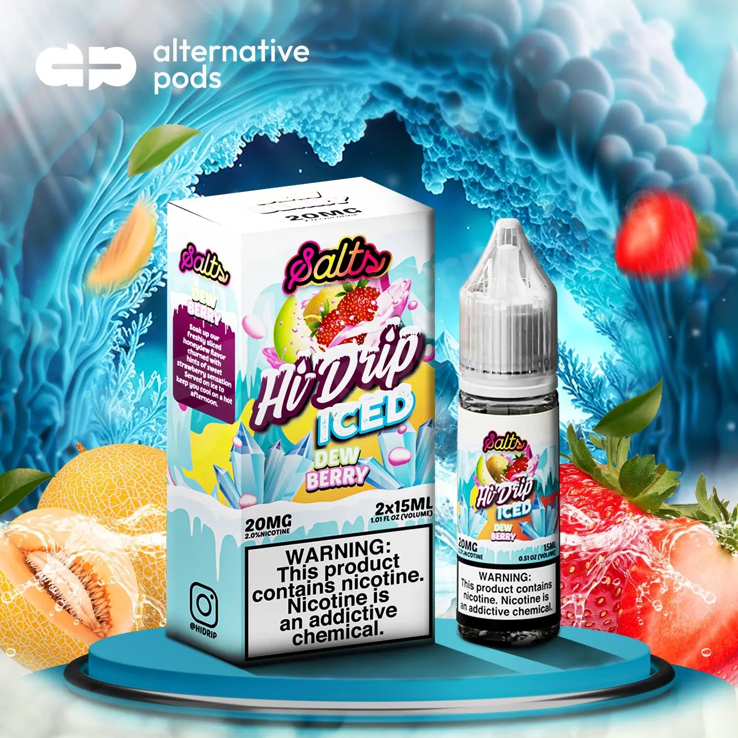 Hi-Drip Iced Salts Nicotine Salt E-Liquid 30ML (2 x 15ML) - Dew Berry 