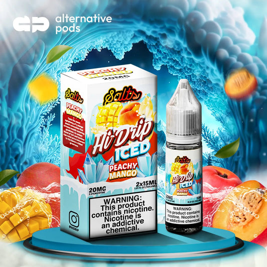 Hi-Drip Iced Salts Nicotine Salt E-Liquid 30ML (2 x 15ML) - Peachy Mango 
